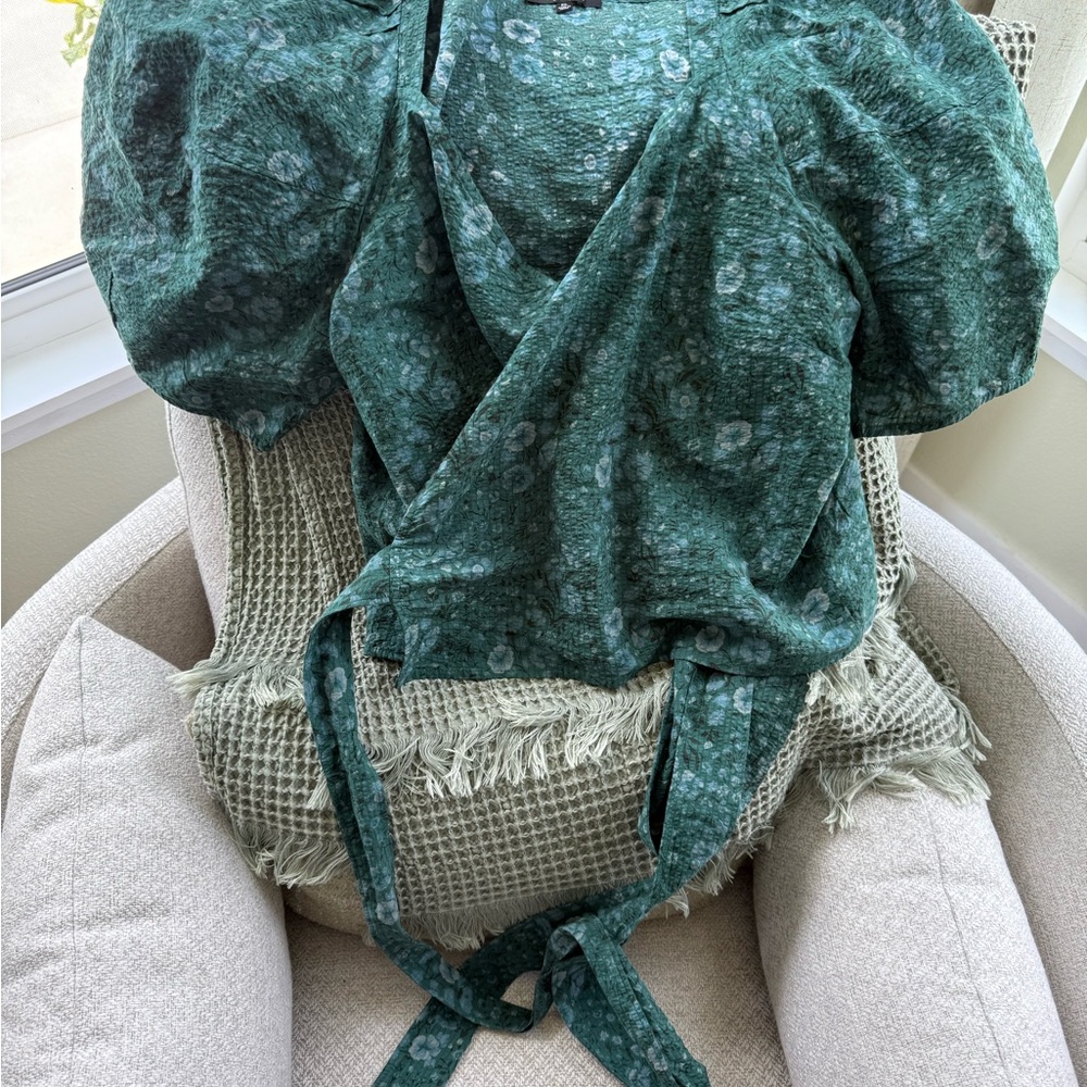 Madewell Teal Floral Blouse